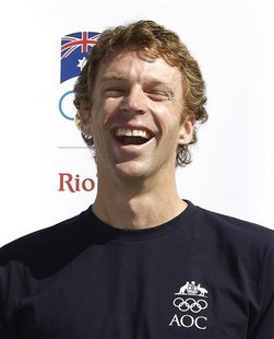 Australian Olympic gold medal winning rower Drew Ginn laughs during a media event in Sydney to announce miner Rio Tinto's sponsorship of the Australian Olympic gold medal winning rower Drew Ginn laughs during a media event in Sydney to announce miner Rio Tinto's sponsorship of the