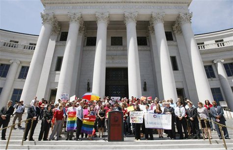 Civil unions supporters rally in downtown Denver before the Colorado House Judiciary Committee hearing on the Colorado Civil Union Act in De Civil unions supporters rally in downtown Denver before the Colorado House Judiciary Committee hearing on the Colorado Civil Union Act in De
