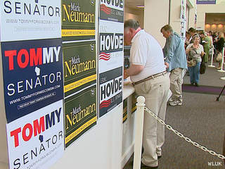 Attendees check in at the Republican Party of Wisconsin state convention at the KI Convention Center in Green Bay, May 11, 2012. (courtesy of FOX 11). Attendees check in at the Republican Party of Wisconsin state convention at the KI Convention Center in Green Bay, May 11, 2012. (courtesy of FOX 11).