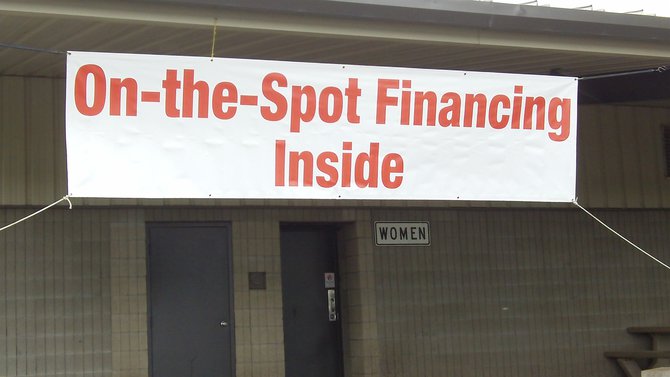 Please note that the "On-the-spot financing" does NOT happen in the women's restroom. Believe me, I found that out the hard way. ~TS