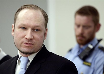 Norwegian mass killer Anders Behring Breivik is seen in a courtroom in Oslo May 16, 2012. REUTERS/Stian Lysberg Solum/NTB scanpix/Pool Norwegian mass killer Anders Behring Breivik is seen in a courtroom in Oslo May 16, 2012. REUTERS/Stian Lysberg Solum/NTB scanpix/Pool