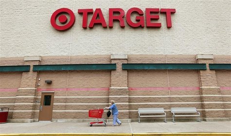 A Target shopper pushes her card outside a store in Falls Church, Virginia May 14, 2012. REUTERS/Kevin Lamarque A Target shopper pushes her card outside a store in Falls Church, Virginia May 14, 2012. REUTERS/Kevin Lamarque