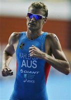 Australia's Brad Kahlefeldt runs at the Lisbon Triathlon World Cup men's event May 6, 2007. REUTERS/Jose Manuel Ribeiro