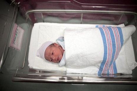 Newborn baby Makenzie, daughter of Stephanie Sanchez, 25, and Kenneth Vega, is wheeled to a nursery after she was born at 10:25am at Wyckoff Newborn baby Makenzie, daughter of Stephanie Sanchez, 25, and Kenneth Vega, is wheeled to a nursery after she was born at 10:25am at Wyckoff