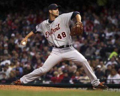 Detroit Tigers' Rick Porcello pitches during the second inning of their MLB American League baseball game against the Cleveland Indians in Cleveland, Ohio September 6, 2011. Porcello returns to action at Progressive Field as the Bengals' scheduled starter on Tuesday night. REUTERS/Aaron Josefczyk Detroit Tigers' Rick Porcello pitches during the second inning of their MLB American League baseball game against the Cleveland Indians in Cleveland, Ohio September 6, 2011. Porcello returns to action at Progressive Field as the Bengals' scheduled starter on Tuesday night. REUTERS/Aaron Josefczyk