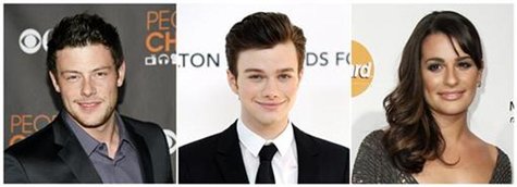 Actors Cory Monteith (L), Chris Colfer (C) and Lea Michele are seen in this July 14, 2011 combination photo. REUTERS/Staff Actors Cory Monteith (L), Chris Colfer (C) and Lea Michele are seen in this July 14, 2011 combination photo. REUTERS/Staff