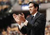 Miami Heat head coach Erik Spoelstra directs his team against the Indiana Pacers during the secondquarter in Game 6 of their NBA Eastern Con