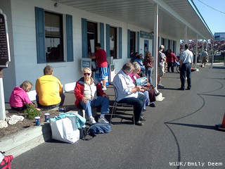 Michigan-bound passengers of the S.S. Badger ferry wait at the Manitowoc office for buses to return them to Michigan May 25, 2012. The ferry was being kept in Manitowoc as repairs were made to its engine. (courtesy of FOX 11). Michigan-bound passengers of the S.S. Badger ferry wait at the Manitowoc office for buses to return them to Michigan May 25, 2012. The ferry was being kept in Manitowoc as repairs were made to its engine. (courtesy of FOX 11).