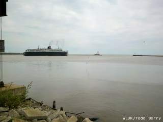 The S.S. Badger ferry sets sail for Ludington, Mich., May 25, 2012. The ferry had been docked in Manitowoc overnight because of engine trouble. (courtesy of FOX 11). The S.S. Badger ferry sets sail for Ludington, Mich., May 25, 2012. The ferry had been docked in Manitowoc overnight because of engine trouble. (courtesy of FOX 11).