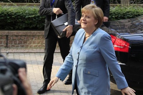 German Chancellor Angela Merkel arrives to attend an informal EU leaders summit in Brussels May 23, 2012. REUTERS/Pascal Rossignol German Chancellor Angela Merkel arrives to attend an informal EU leaders summit in Brussels May 23, 2012. REUTERS/Pascal Rossignol