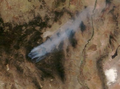 Wildfires burn in New Mexico's Gila National Forest in this NASA satellite image dated May 27, 2012. Diminished winds helped fire crews take Wildfires burn in New Mexico's Gila National Forest in this NASA satellite image dated May 27, 2012. Diminished winds helped fire crews take