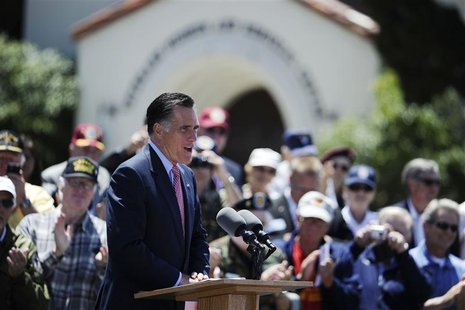 Mitt Romney, U.S. Republican presidential candidate and former Massachusetts governor, speaks during a memorial day ceremony held at the Vet Mitt Romney, U.S. Republican presidential candidate and former Massachusetts governor, speaks during a memorial day ceremony held at the Vet