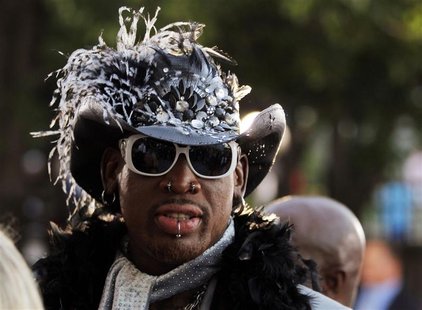 Hall of Fame basketball star Dennis Rodman arrives for the Naismith Memorial Basketball Hall of Fame Class of 2011 Enshrinement Ceremony in Hall of Fame basketball star Dennis Rodman arrives for the Naismith Memorial Basketball Hall of Fame Class of 2011 Enshrinement Ceremony in