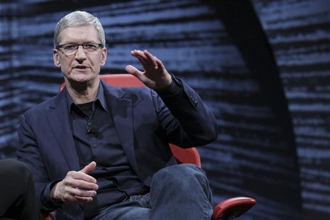 Apple CEO Tim Cook is pictured at the All Things Digital conference in Los Angeles in this May 29, 2012 handout photo. REUTERS/Asa Mathat/Al Apple CEO Tim Cook is pictured at the All Things Digital conference in Los Angeles in this May 29, 2012 handout photo. REUTERS/Asa Mathat/Al