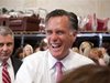 Republican presidential candidate Mitt Romney celebrates his win in the Texas primary Tuesday, which officially gave him the nomination. (REUTERS)