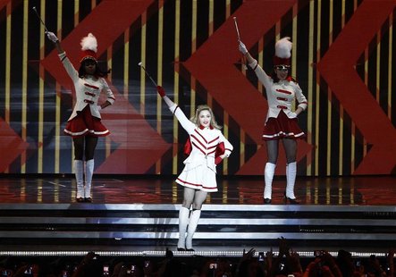 U.S pop singer Madonna performs during the opening concert of her MDNA world tour at Ramat Gan stadium near Tel Aviv May 31, 2012. REUTERS/A U.S pop singer Madonna performs during the opening concert of her MDNA world tour at Ramat Gan stadium near Tel Aviv May 31, 2012. REUTERS/A