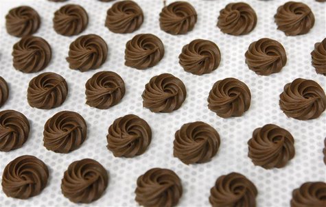 Chocolates are pictured during the opening of the Nestle Chocolate Centre of Excellence in Broc near Fribourg September 7, 2009. REUTERS/Den Chocolates are pictured during the opening of the Nestle Chocolate Centre of Excellence in Broc near Fribourg September 7, 2009. REUTERS/Den