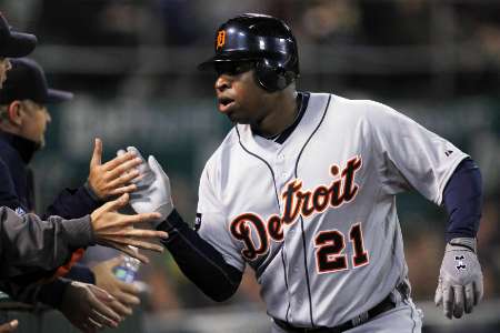 Detroit Tigers designated hitter Delmon Young. Young went 3 for 5 with a home run and two RBIs to help pace the Tigers to a 7-3 win at Boston on May 31, 2012 (REUTERS) Detroit Tigers designated hitter Delmon Young. Young went 3 for 5 with a home run and two RBIs to help pace the Tigers to a 7-3 win at Boston on May 31, 2012 (REUTERS)