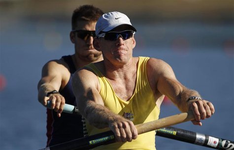 Olympic gold medal winner Duncan Free (R) races as part of Australia's Men's Pair during a training session at the Sydney International Rega Olympic gold medal winner Duncan Free (R) races as part of Australia's Men's Pair during a training session at the Sydney International Rega
