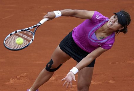 Li Na of China serves to Yaroslava Shvedova of Kazakhstan during the French Open tennis tournament at the Roland Garros stadium in Paris Jun Li Na of China serves to Yaroslava Shvedova of Kazakhstan during the French Open tennis tournament at the Roland Garros stadium in Paris Jun