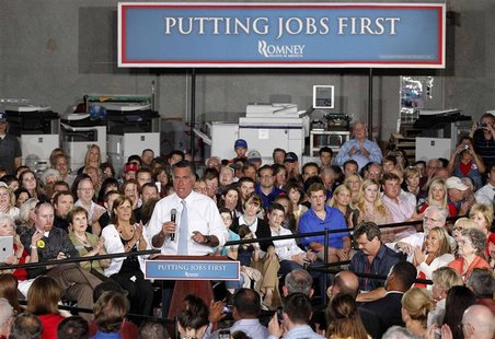 Republican presidential candidate Mitt Romney speaks during a campaign stop at Southwest Office Systems in Fort Worth, Texas June 5, 2012. R Republican presidential candidate Mitt Romney speaks during a campaign stop at Southwest Office Systems in Fort Worth, Texas June 5, 2012. R