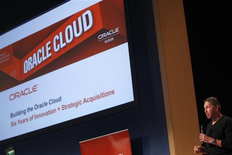 Oracle CEO Larry Ellison speaks at the company's headquarters in Redwood City, California June 6, 2012. REUTERS/Robert Galbraith Oracle CEO Larry Ellison speaks at the company's headquarters in Redwood City, California June 6, 2012. REUTERS/Robert Galbraith