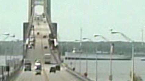 The S.S. Keewatin towed under the Mighty Mac. (courtesy MDOT Bridge Cam) The S.S. Keewatin towed under the Mighty Mac. (courtesy MDOT Bridge Cam)