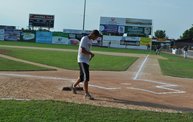 Mike Mathers throws out the first pitch at Woodchucks game 6/8/12 11