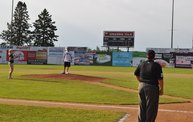 Mike Mathers throws out the first pitch at Woodchucks game 6/8/12 8