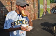 Mike Mathers throws out the first pitch at Woodchucks game 6/8/12 2