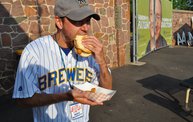 Mike Mathers throws out the first pitch at Woodchucks game 6/8/12 2