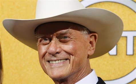 Actor Larry Hagman from the TV series "Dallas" poses backstage at the 18th annual Screen Actors Guild Awards in Los Angeles, California Janu Actor Larry Hagman from the TV series "Dallas" poses backstage at the 18th annual Screen Actors Guild Awards in Los Angeles, California Janu