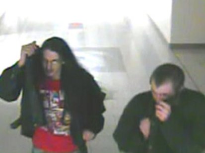 Marshfield school break-in suspects on a security camera. Marshfield school break-in suspects on a security camera.