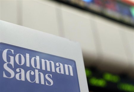 A Goldman Sachs sign is seen on the floor of the New York Stock Exchange, April 16, 2012. REUTERS/Brendan McDermid A Goldman Sachs sign is seen on the floor of the New York Stock Exchange, April 16, 2012. REUTERS/Brendan McDermid