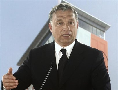 Hungarian Prime Minister Viktor Orban delivers a speech during the presentation of an arts project in Vienna, June 12, 2012. REUTERS/Heinz-P Hungarian Prime Minister Viktor Orban delivers a speech during the presentation of an arts project in Vienna, June 12, 2012. REUTERS/Heinz-P