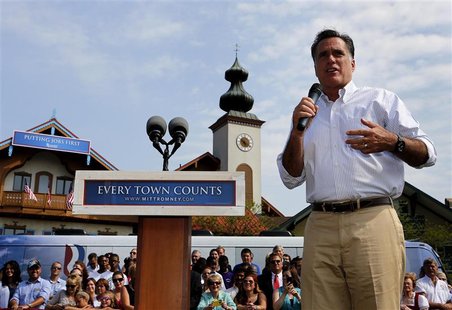 U.S. Republican Presidential candidate Mitt Romney speaks at a campaign event at the Bavarian Inn Lodge in Frankenmuth, Michigan, June 19, 2 U.S. Republican Presidential candidate Mitt Romney speaks at a campaign event at the Bavarian Inn Lodge in Frankenmuth, Michigan, June 19, 2