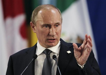 Russia's President Vladimir Putin speaks during a news conference on the second day of the G20 Summit in Los Cabos June 19, 2012. REUTERS/An Russia's President Vladimir Putin speaks during a news conference on the second day of the G20 Summit in Los Cabos June 19, 2012. REUTERS/An