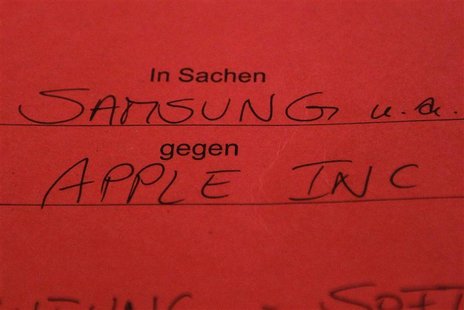 A folder of a judge is pictured during a hearing of an appeal between Apple and Samsung at the higher regional court in Duesselorf January 3 A folder of a judge is pictured during a hearing of an appeal between Apple and Samsung at the higher regional court in Duesselorf January 3