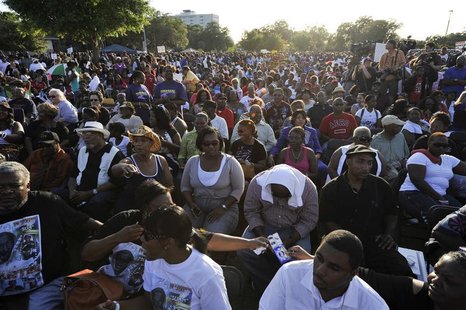An estimated eight-thousand people showed up for a public rally to honor the memory of Trayvon Martin, at Fort Mellon Park in Sanford, Flori An estimated eight-thousand people showed up for a public rally to honor the memory of Trayvon Martin, at Fort Mellon Park in Sanford, Flori