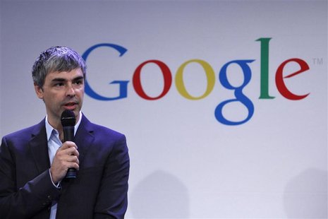Google CEO Larry Page speaks during a press announcement at Google's headquarters in New York, May 21, 2012. REUTERS/Eduardo Munoz Google CEO Larry Page speaks during a press announcement at Google's headquarters in New York, May 21, 2012. REUTERS/Eduardo Munoz