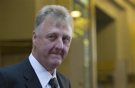 Former NBA player Larry Bird attends the premiere of the Broadway play Magic Bird in New York April 11, 2012. REUTERS/Allison Joyce Former NBA player Larry Bird attends the premiere of the Broadway play Magic Bird in New York April 11, 2012. REUTERS/Allison Joyce