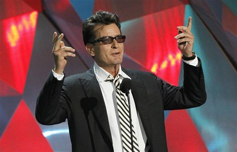 Actor Charlie Sheen introduces the instant cult classic film "Project X" at the 2012 MTV Movie Awards in Los Angeles, June 3, 2012. REUTERS/ Actor Charlie Sheen introduces the instant cult classic film "Project X" at the 2012 MTV Movie Awards in Los Angeles, June 3, 2012. REUTERS/