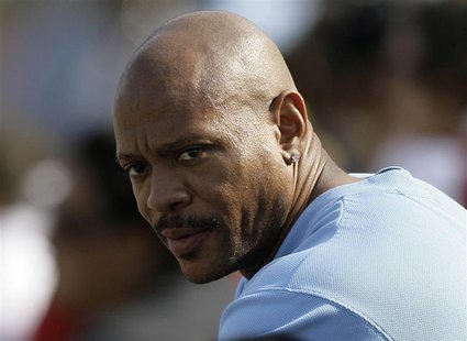 Former U.S. Olympic sprinter Maurice Greene attends the Mt. SAC Relays track and field event in Walnut, California April 20, 2008. REUTERS/D Former U.S. Olympic sprinter Maurice Greene attends the Mt. SAC Relays track and field event in Walnut, California April 20, 2008. REUTERS/D