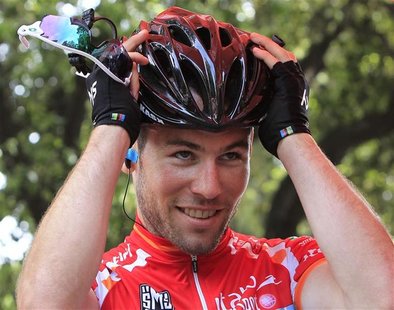 Team Sky rider Mark Cavendish of Britain smiles as he awaits the start of the 121-km 13th stage from Savona to Cervere of the Giro d'Italia Team Sky rider Mark Cavendish of Britain smiles as he awaits the start of the 121-km 13th stage from Savona to Cervere of the Giro d'Italia