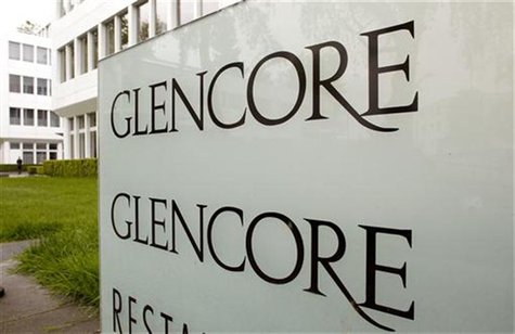 The logo of Glencore is seen in front of the company's headquarters in the Swiss town of Zug May 9, 2012. REUTERS/Arnd Wiegmann The logo of Glencore is seen in front of the company's headquarters in the Swiss town of Zug May 9, 2012. REUTERS/Arnd Wiegmann