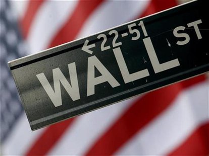 A street sign is seen in front of the New York Stock Exchange on Wall Street in New York, February 10, 2009. REUTERS/Eric Thayer A street sign is seen in front of the New York Stock Exchange on Wall Street in New York, February 10, 2009. REUTERS/Eric Thayer