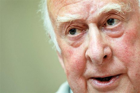 British physicist Peter Higgs speaks during a press conference on the sideline of his visit to the European Organization for Nuclear Researc British physicist Peter Higgs speaks during a press conference on the sideline of his visit to the European Organization for Nuclear Researc