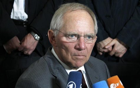 Germany's Finance Minister Wolfgang Schaeuble talks to the media as he arrives to attend an eurozone finance ministers meeting in Luxembourg Germany's Finance Minister Wolfgang Schaeuble talks to the media as he arrives to attend an eurozone finance ministers meeting in Luxembourg