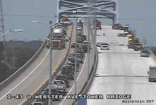 This view shows traffic slowed on the Leo Frigo Bridge in Green Bay, June 29, 2012. This view shows traffic slowed on the Leo Frigo Bridge in Green Bay, June 29, 2012.
