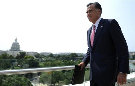 U.S. Republican Presidential candidate Mitt Romney departs after delivering his reaction to the Supreme Court's upholding key parts of Presi U.S. Republican Presidential candidate Mitt Romney departs after delivering his reaction to the Supreme Court's upholding key parts of Presi